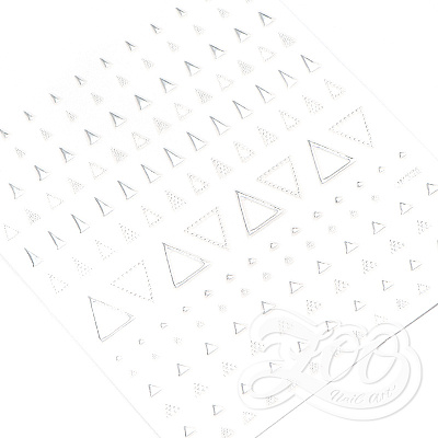 Наклейки металлизированные №1375 Zoo Nail Art треугольники серебро