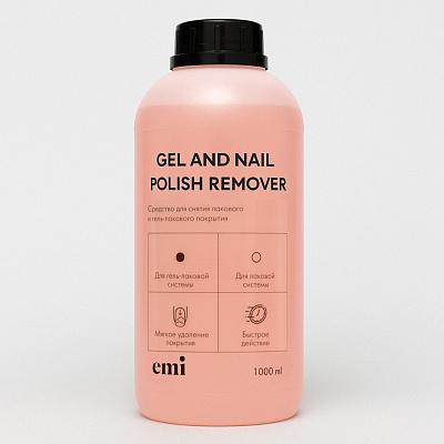Жидкость для снятия гель-лака Gel and Nail Polish Remover E.mi LARN-1000, 1000 мл
