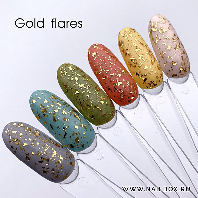 Топ для гель-лака Тоp GOLD FLARES IVA NAILS с золотой поталью, 8 мл