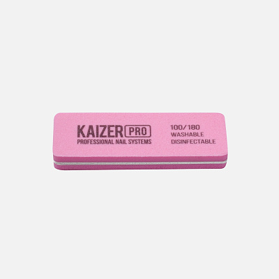 Пилка-баф Kaizer Pro широкая розовая 100/180 NF-52