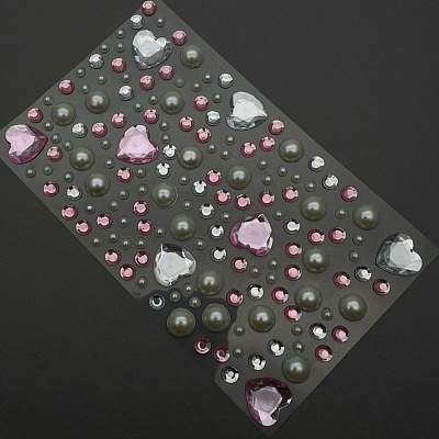 Стразы на клеевой основе Zoo Nail Art микс с сердечками №1833 розовые
