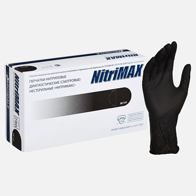 Перчатки нитриловые черные NitriMAX 784 L 50 пар