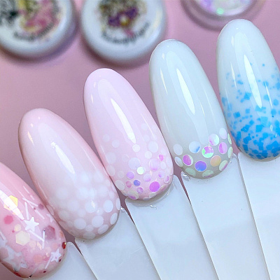 Камифубуки 1 мм белые перламутровые с розовым, Zoo Nail Art №1288 1 г