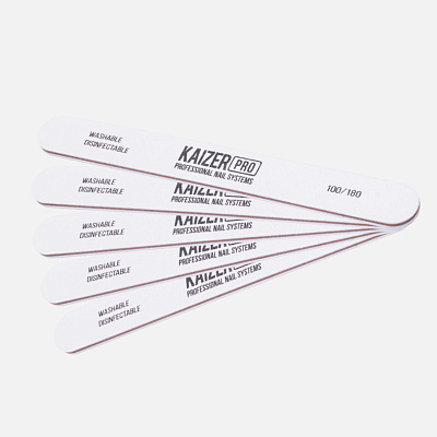 Набор мягких пилок Kaizer Pro NF-204.25 на пластиковой основе прямая белая 100/180 25 шт