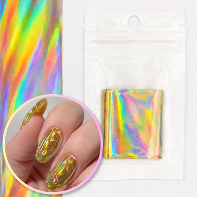 Фольга переводная Zoo Nail Art 1953 глянцевая голографическое золото 4×50 см