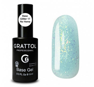 Каучуковая база с глиттером для гель-лака Rubber Base Glitter Grattol №017 (GTGB17), 9 мл