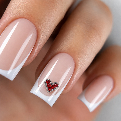 Фигурки 3D Zoo Nail Art «Сердца» 1903 металлические серебро+золото рубин 2 шт