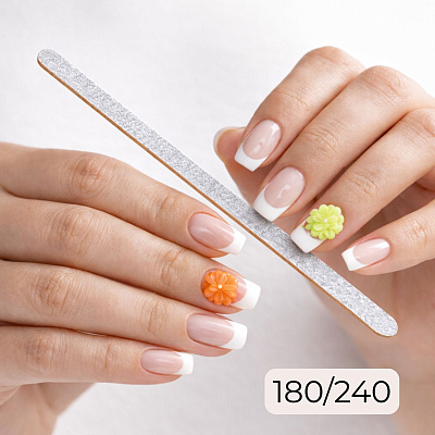 Пилка капля серая тонкая Zoo Nail Art №1880 180/240 грит 16,5 см
