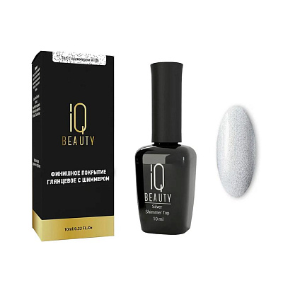Финишное покрытие для гель-лака глянцевое с шиммером №106 Silver shimmer top IQ Beauty 10 мл