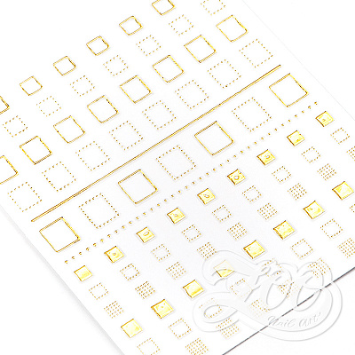 Наклейки металлизированные №1378 Zoo Nail Art квадратики золото