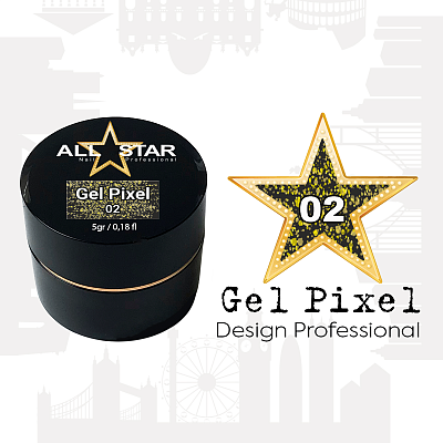 Глиттер-гель Gel Pixel All Star №02 (Золото), 5 г