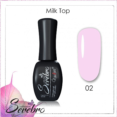 Топ для гель-лака без липкого слоя Milk top Serebro №02, 11 мл