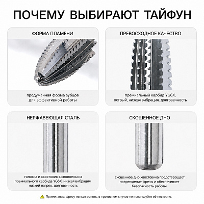 Фреза Hytoos твердосплавная «Тайфун» M два кольца Ø5 мм