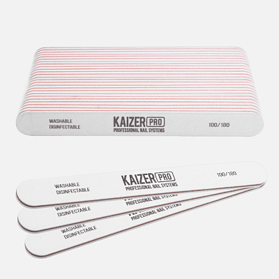 Набор мягких пилок Kaizer Pro NF-204.25 на пластиковой основе прямая белая 100/180 25 шт