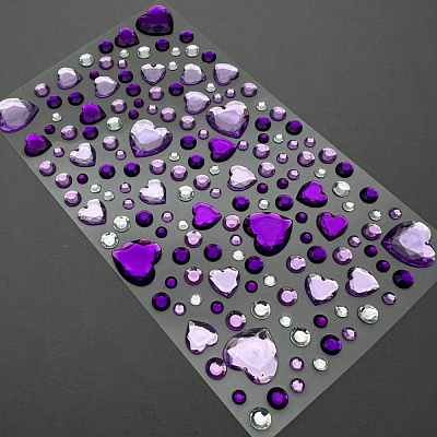 Стразы на клеевой основе Zoo Nail Art микс с сердечками №1835 фиолетовые