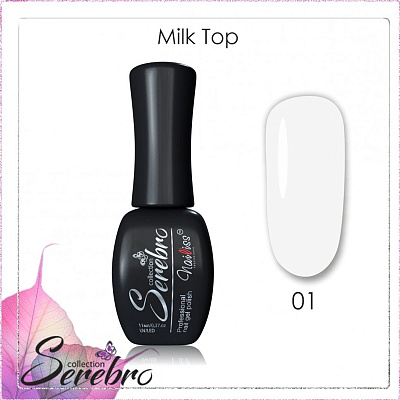 Топ для гель-лака без липкого слоя Milk top Serebro №01, 11 мл
