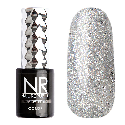 Гель-лак Nail Republic №418 (Серебристая мишура), 10 мл
