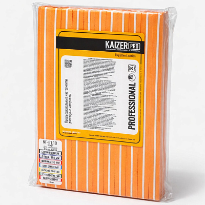 Пилка-баф банан оранжевая Kaizer Pro 100/180 набор 10 шт NF-61.10