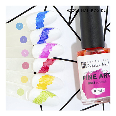 Акварельные капли FINE ART Patrisa Nail A3 розовый, 8 мл