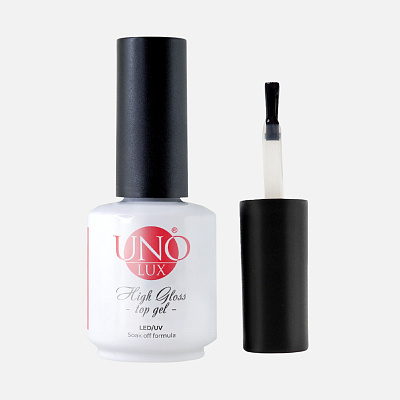 Верхнее покрытие для гель-лака без липкого слоя Uno Lux High Gloss Top Coat, 16 г