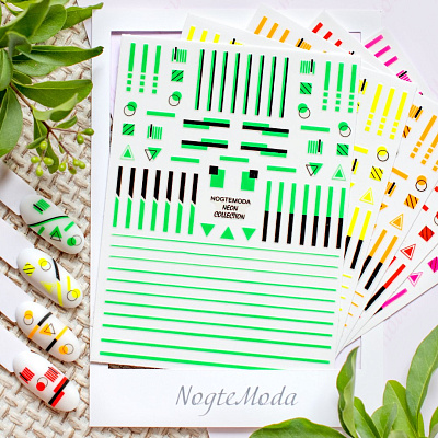 Наклейки Neon Collection NogteModa Green (зеленые)
