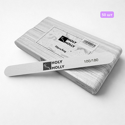 Пилка Holy Molly прямая белая 100/180 грит 50 шт.
