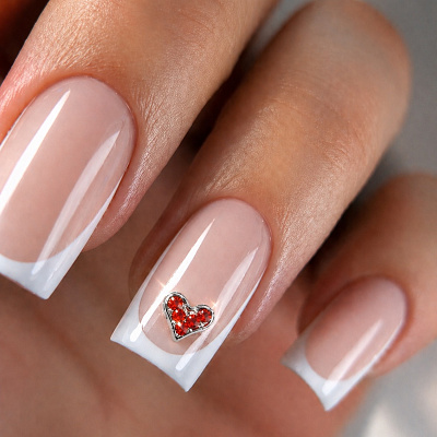 Фигурки 3D Zoo Nail Art «Сердца» 1903 металлические серебро+золото рубин 2 шт